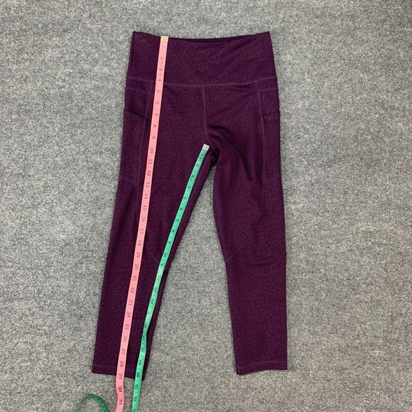 Zyia Active Legging Womens 4 Wine Red Animal Print Mid Rise Stretch Stash Pocket - Picture 6 of 10
